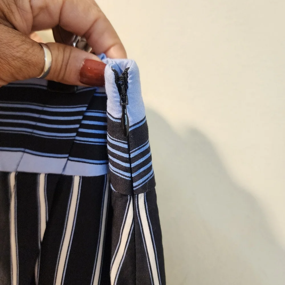 LOFT Black and Blue  Striped Skirt Size  8